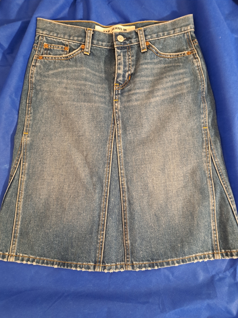 GAP Blue Denim A-Line Midi Skirt